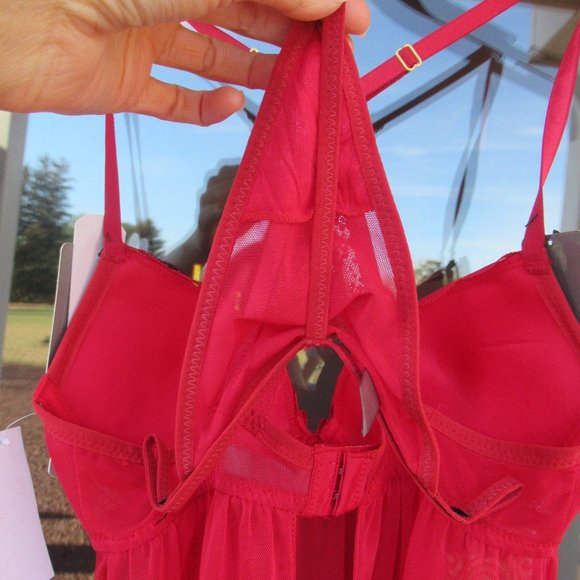 NWT push up baby doll & panty set red size S - Picture 14 of 16